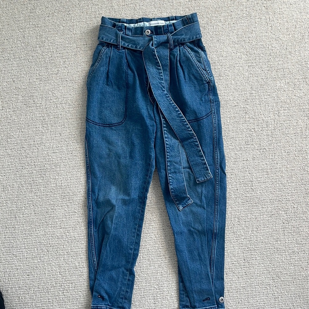 Something Navy June Tie Waist Jeans, 4 / XS